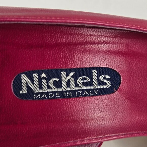 Vintage Nickles Size 8.5B Pink Leather D'Orsay Heels Leather Flower Accent Italy - Picture 13 of 14